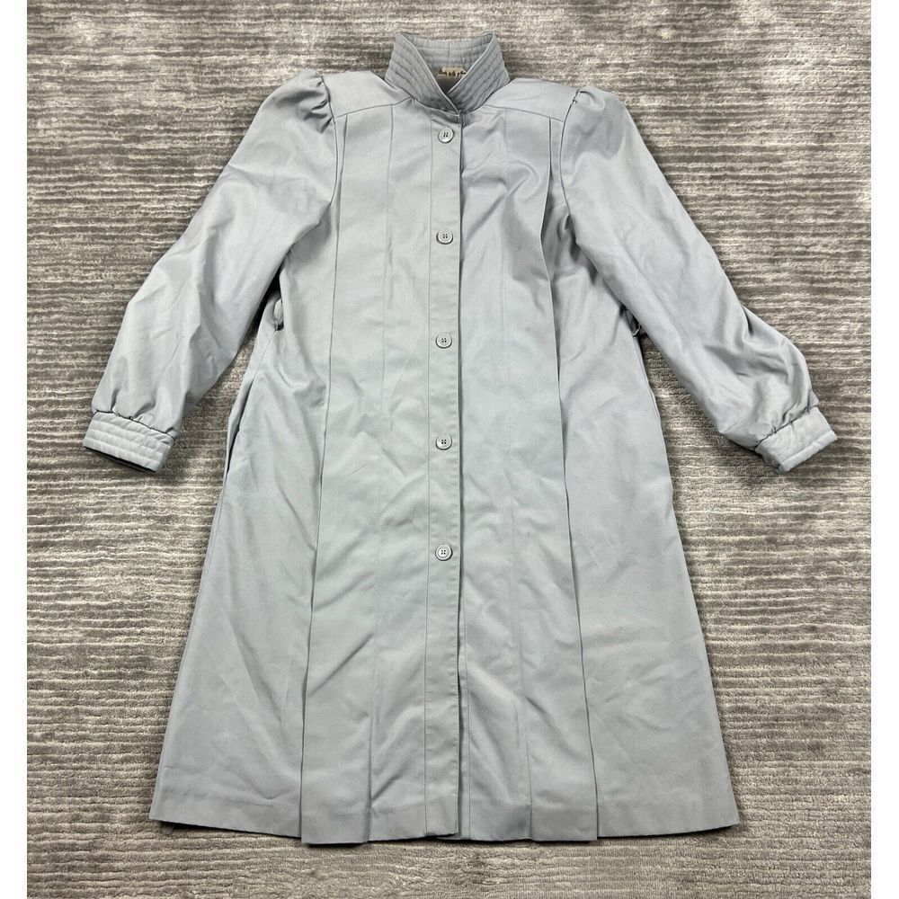 Vintage Uzzi Jacket Womens 9/10 Gray Longsleeve Trench Button Front Hong Kong